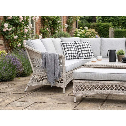 COTSWOLD - Wicker comfort corner set with 2 benches and square height adjustable table - SGP Garden Ltd