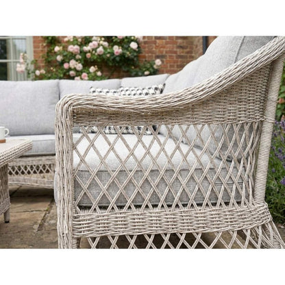 COTSWOLD - Wicker comfort corner set with 2 benches and square height adjustable table - SGP Garden Ltd