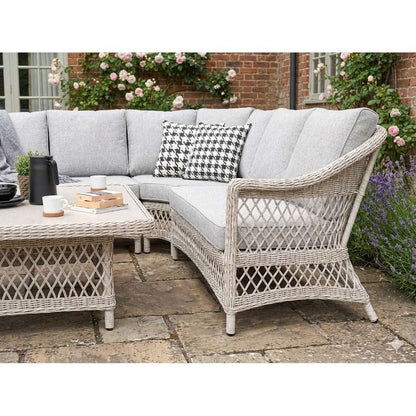 COTSWOLD - Wicker comfort corner set with 2 benches and square height adjustable table - SGP Garden Ltd