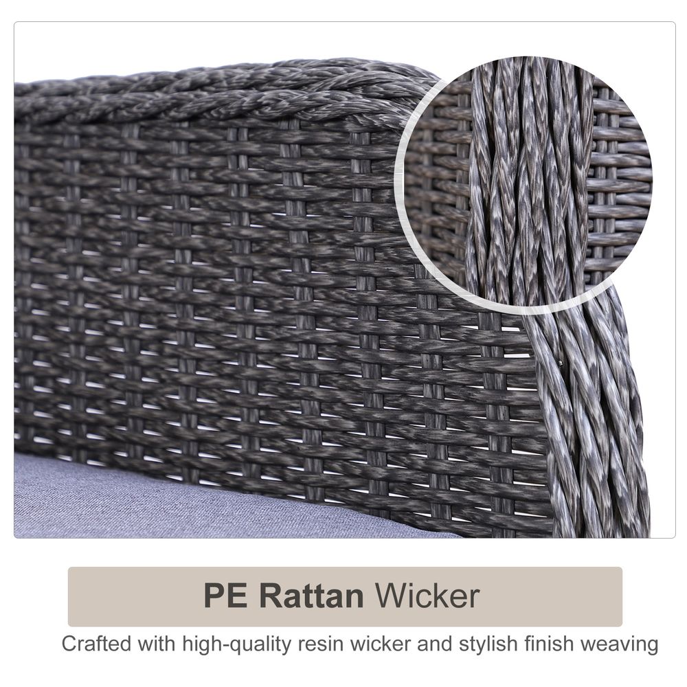 Deluxe 2-Seater Rattan Armchair & Table Set Grey - SGP Garden Ltd