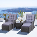 Deluxe 2-Seater Rattan Armchair & Table Set Grey - SGP Garden Ltd