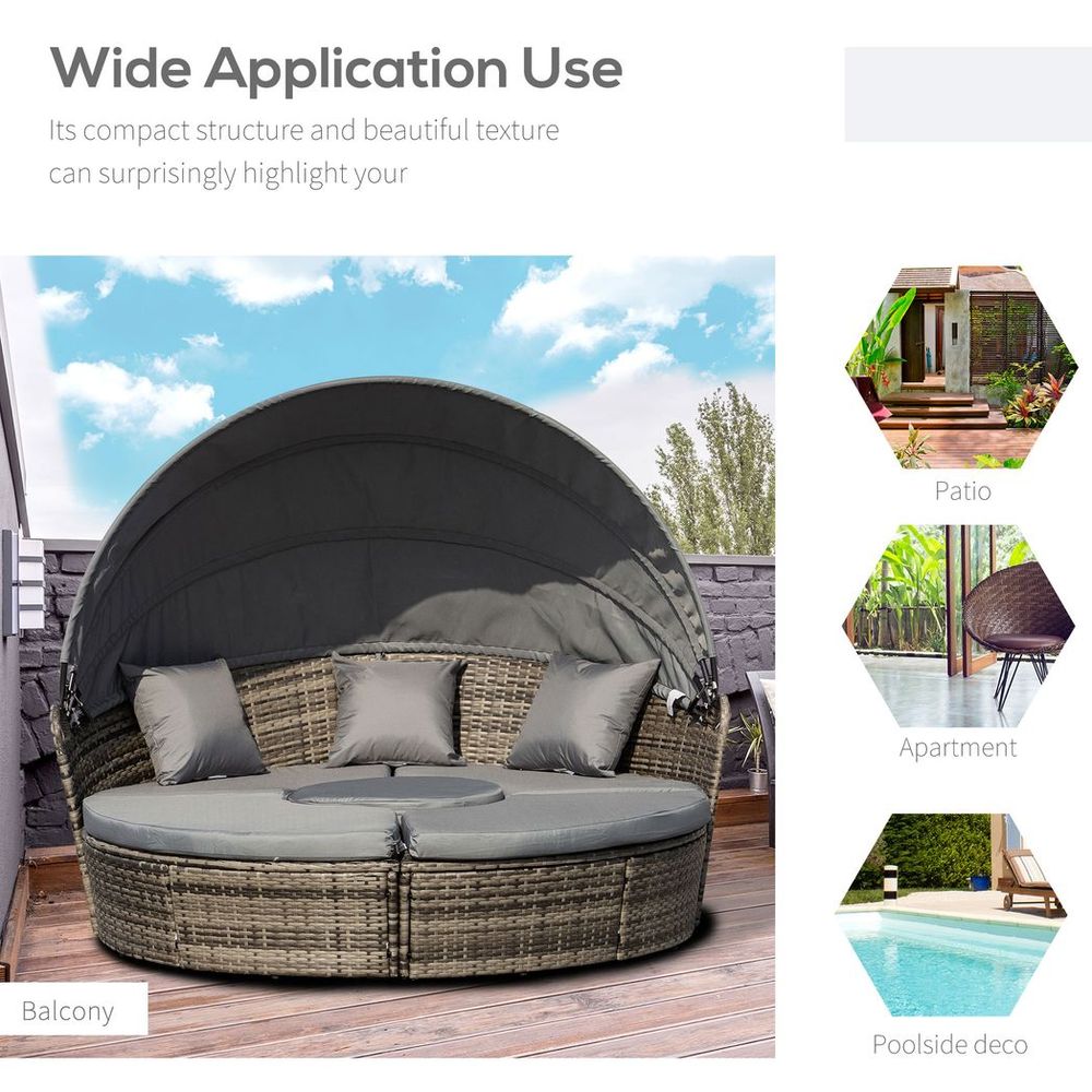 Deluxe 5 Piece Grey Outdoor Rattan Sofa Bed Table Set - High Quality & Comfortable - Free Shipping - SGP Garden Ltd