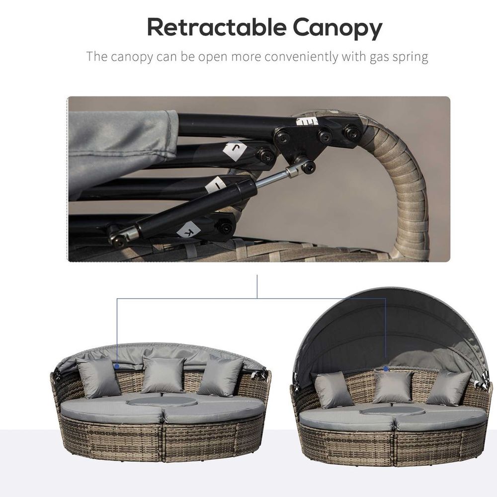 Deluxe 5 Piece Grey Outdoor Rattan Sofa Bed Table Set - High Quality & Comfortable - Free Shipping - SGP Garden Ltd