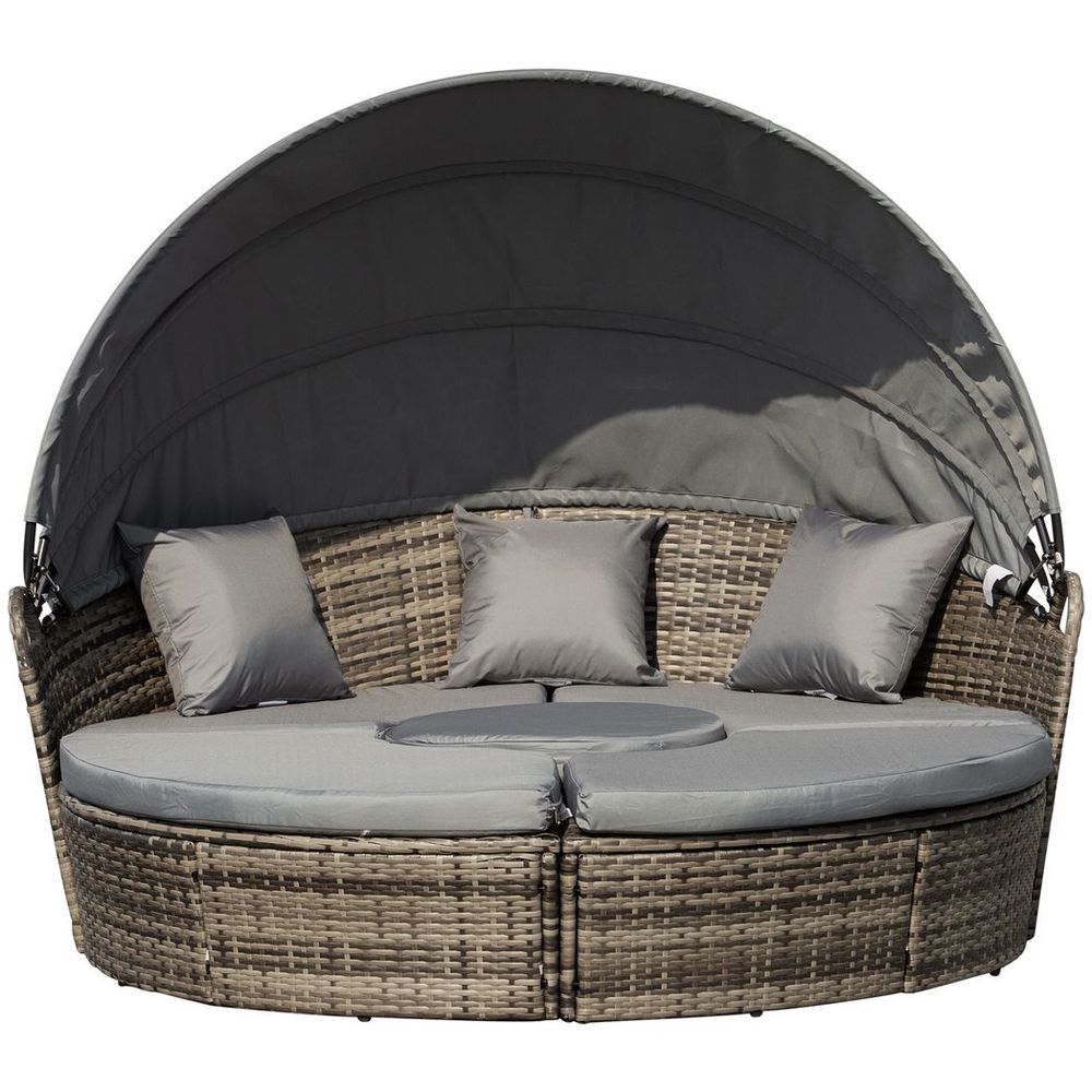 Deluxe 5 Piece Grey Outdoor Rattan Sofa Bed Table Set - High Quality & Comfortable - Free Shipping - SGP Garden Ltd
