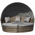 Deluxe 5 Piece Grey Outdoor Rattan Sofa Bed Table Set - High Quality & Comfortable - Free Shipping - SGP Garden Ltd