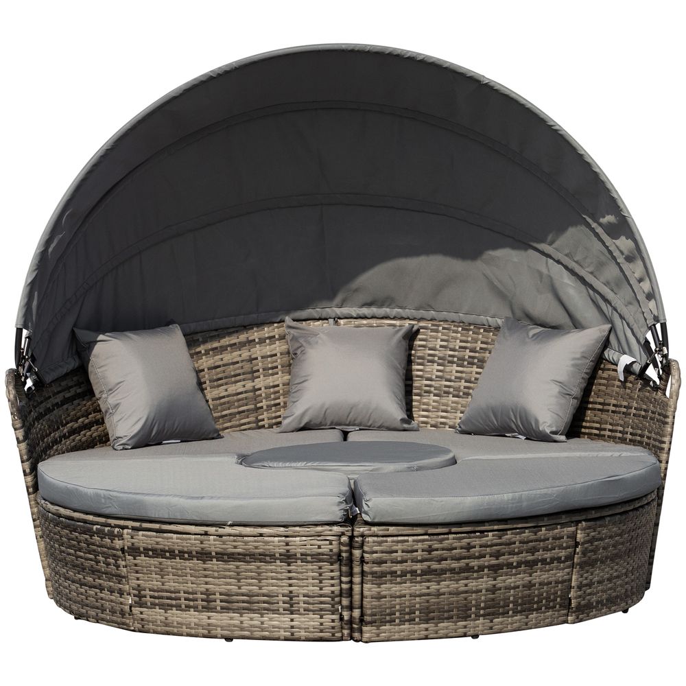 Deluxe 5 Piece Grey Outdoor Rattan Sofa Bed Table Set - High Quality & Comfortable - Free Shipping - SGP Garden Ltd