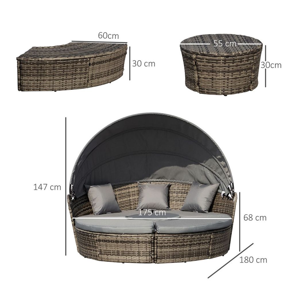 Deluxe 5 Piece Grey Outdoor Rattan Sofa Bed Table Set - High Quality & Comfortable - Free Shipping - SGP Garden Ltd