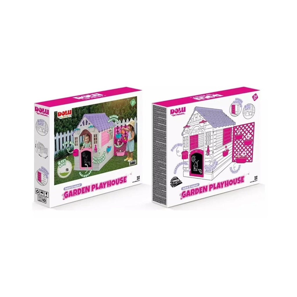 Dolu Deluxe Garden Playhouse with Fence – Pink - SGP Garden Ltd