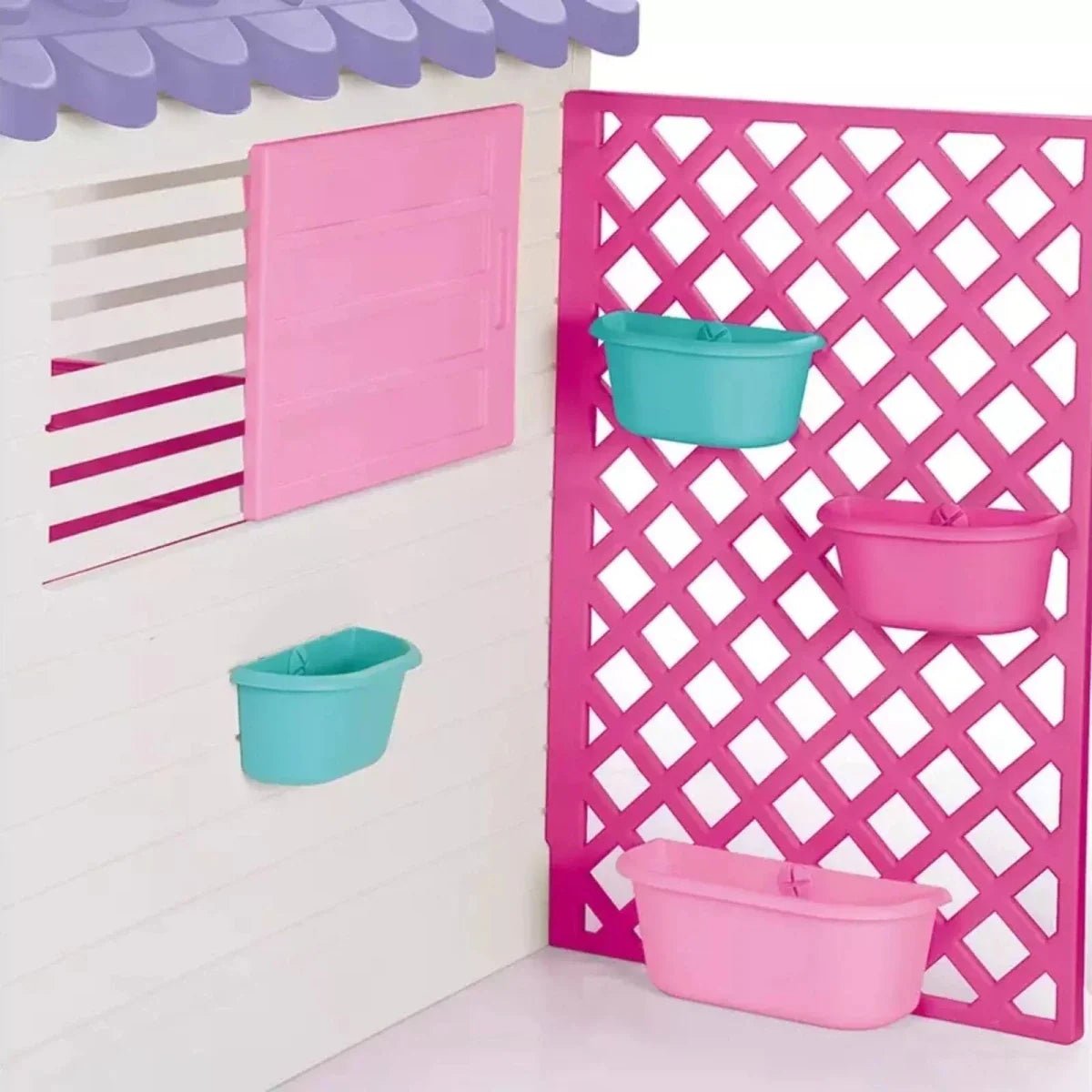 Dolu Deluxe Garden Playhouse with Fence – Pink - SGP Garden Ltd
