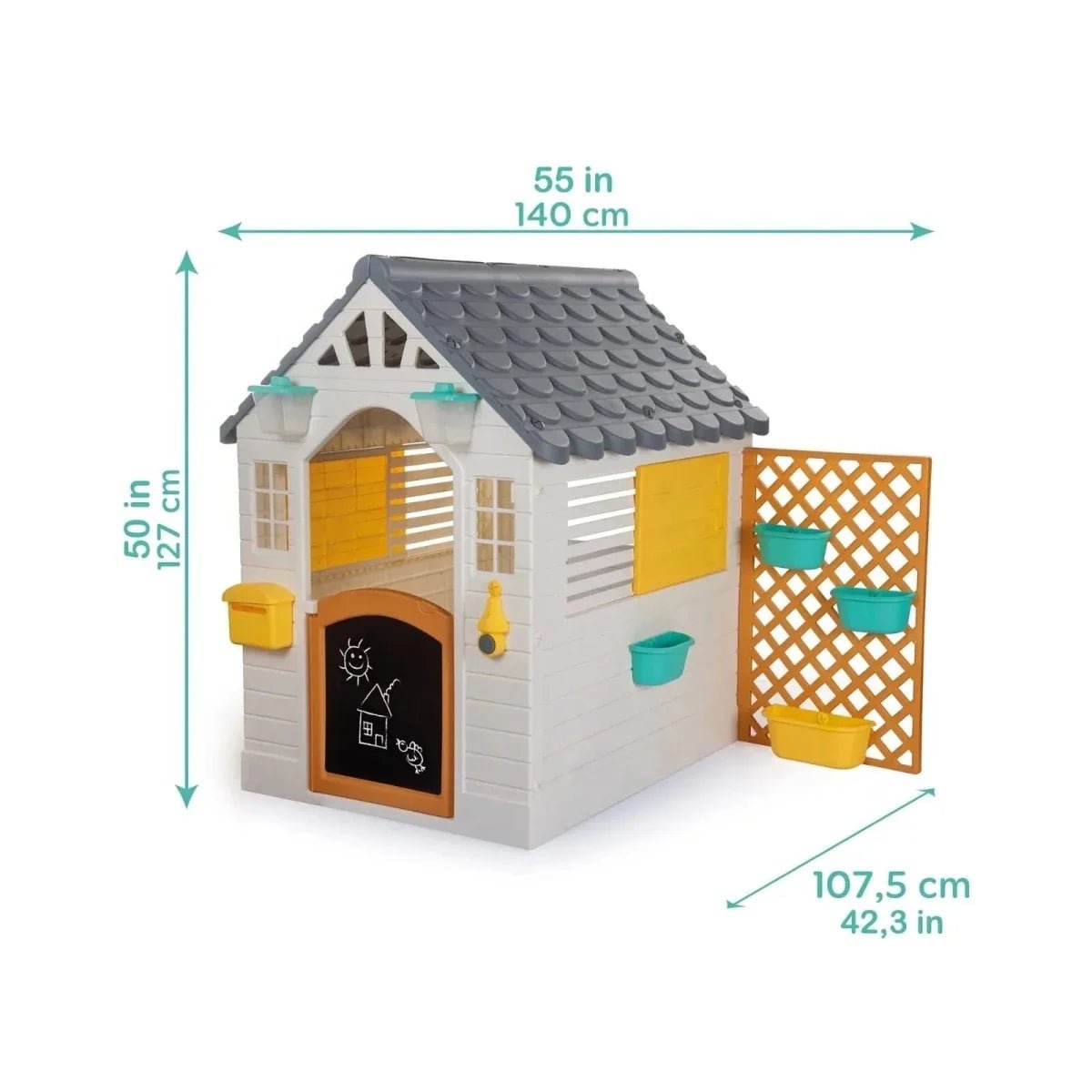 Dolu Deluxe Garden Playhouse with Fence – White - SGP Garden Ltd