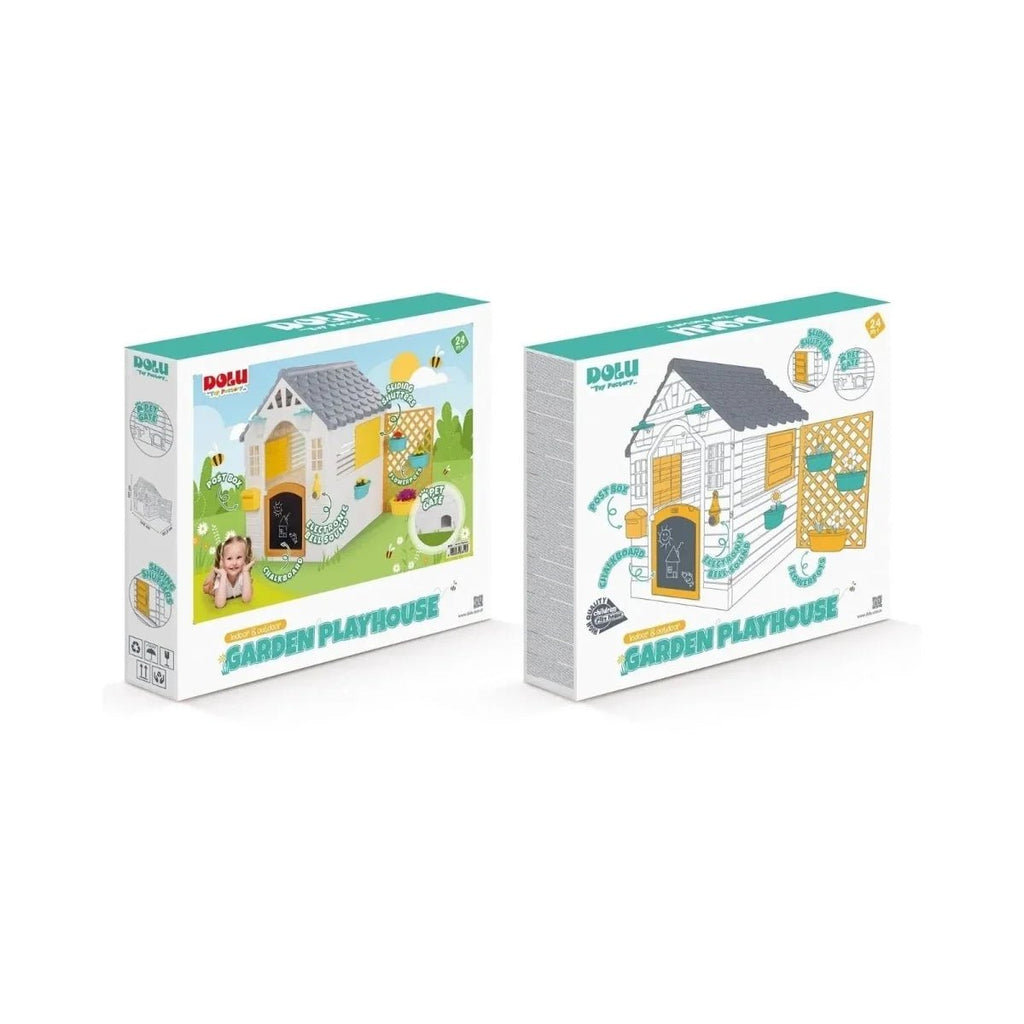 Dolu Deluxe Garden Playhouse with Fence – White - SGP Garden Ltd