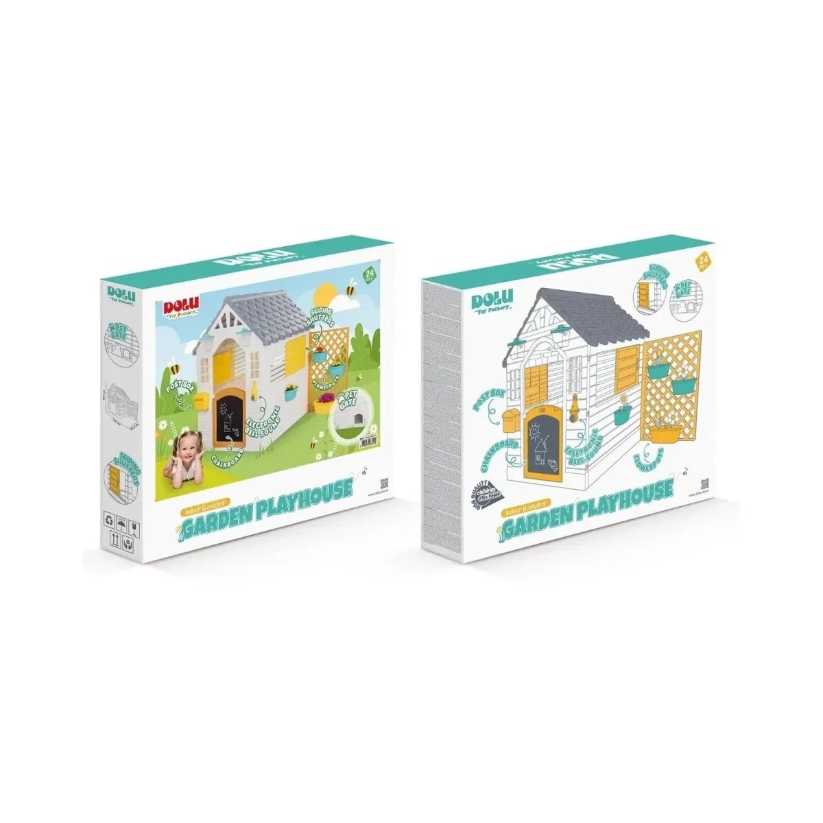 Dolu Deluxe Garden Playhouse with Fence – White - SGP Garden Ltd