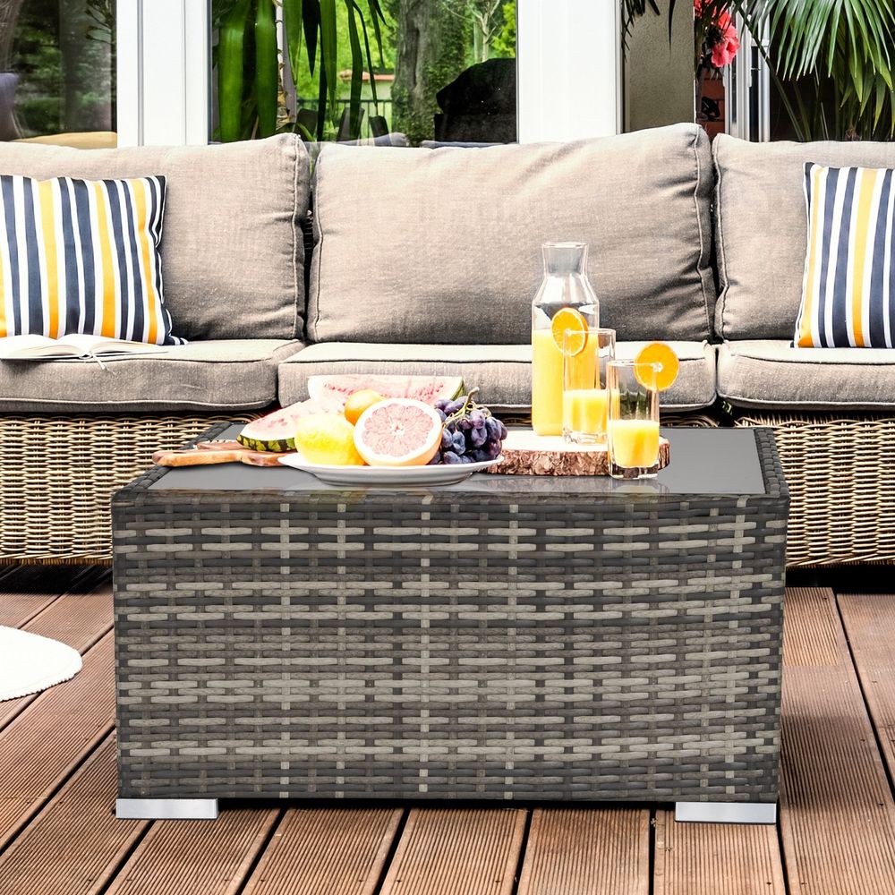 Durable Rattan Wicker Patio Coffee Table - Weatherproof Outdoor Furniture - SGP Garden Ltd
