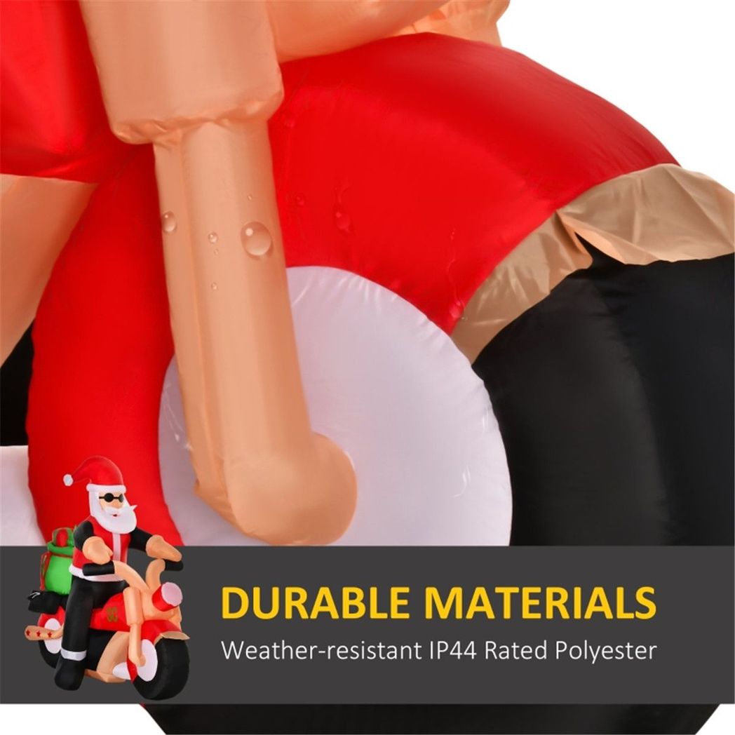 Father Christmas Inflatable Santa Claus riding a motorcycle | LED Lights Festive Display - SGP Garden Ltd
