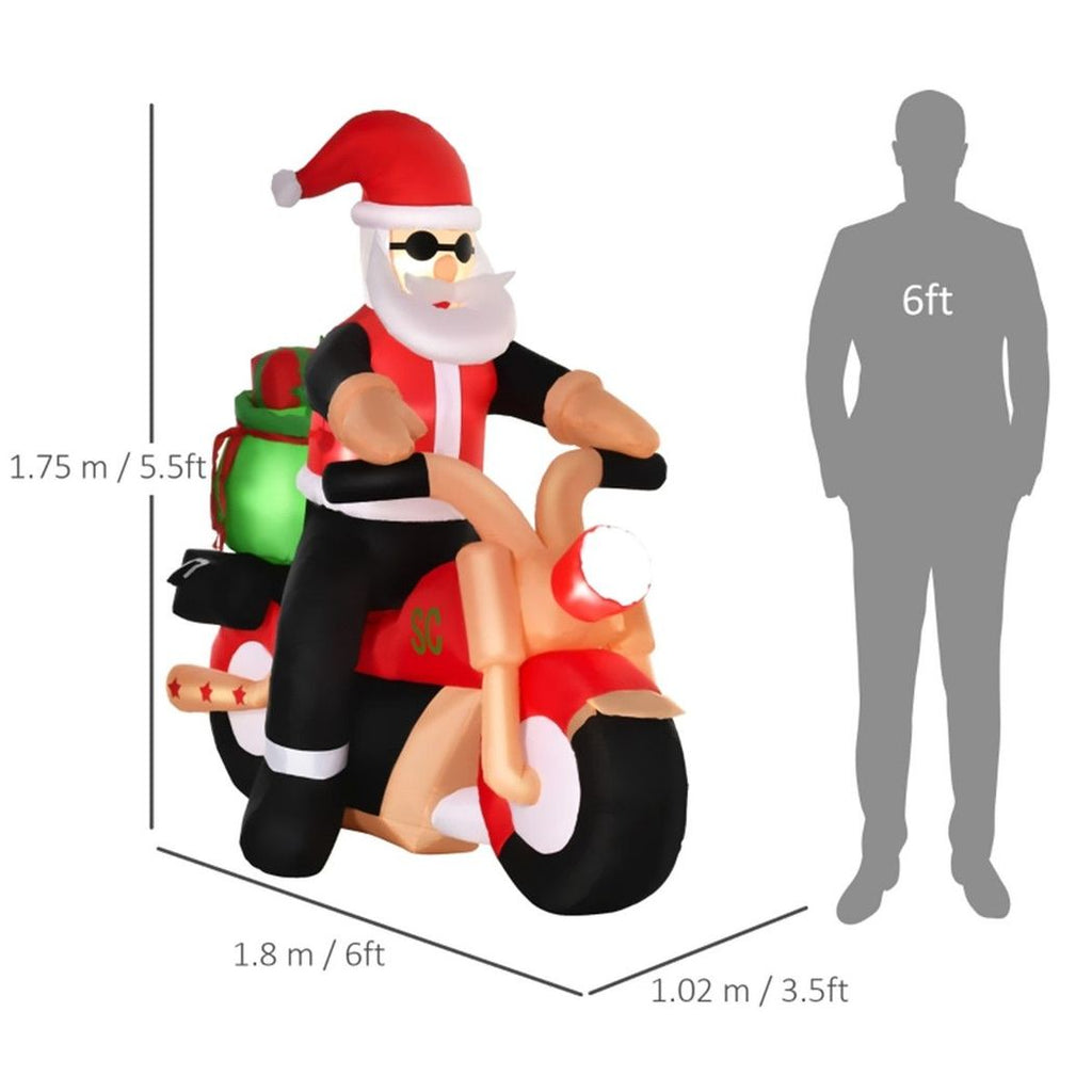 Father Christmas Inflatable Santa Claus riding a motorcycle | LED Lights Festive Display - SGP Garden Ltd