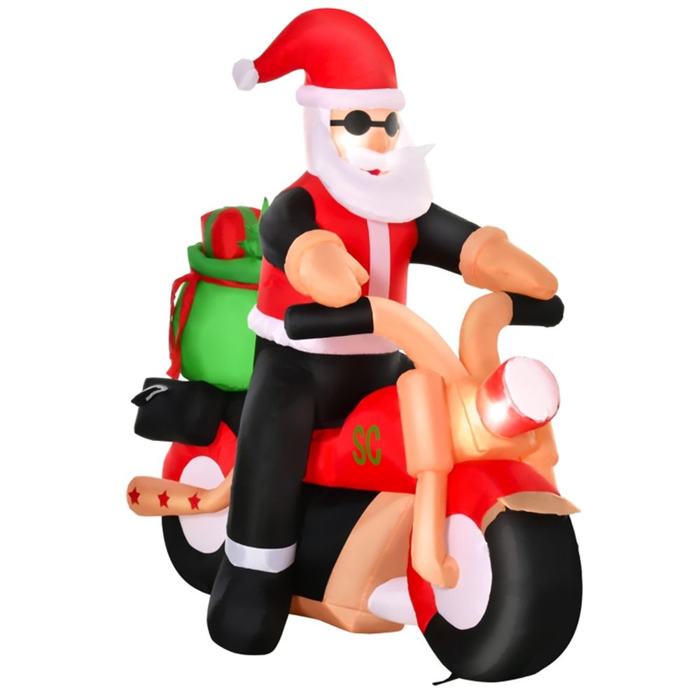 Father Christmas Inflatable Santa Claus riding a motorcycle | LED Lights Festive Display - SGP Garden Ltd