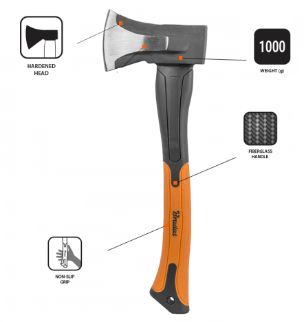 Fiberglass Splitting Axe 1000g DIY Tool Accessory Home and Garden Use - SGP Garden Ltd