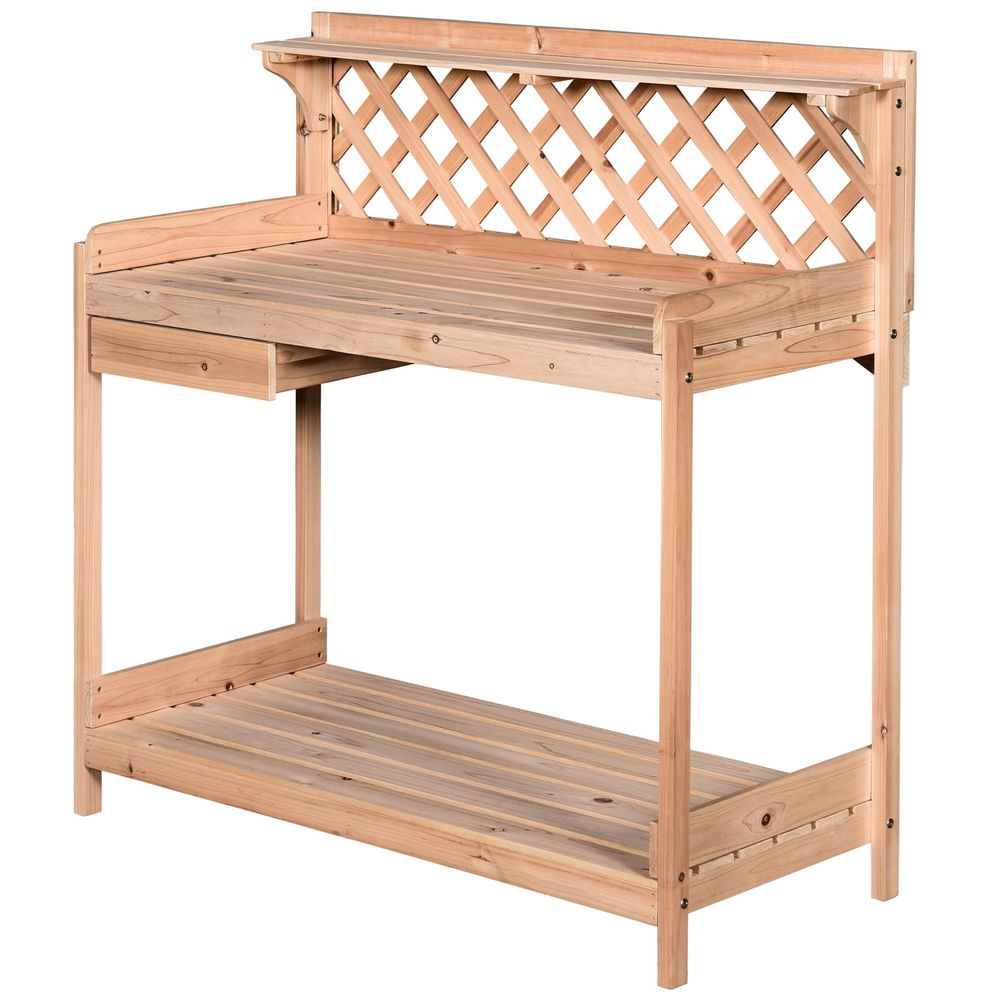 Fir Wood Outdoor Potting Table: Spacious, Storage, Durable. Perfect for Garden, Greenhouse. Tools Included. - SGP Garden Ltd