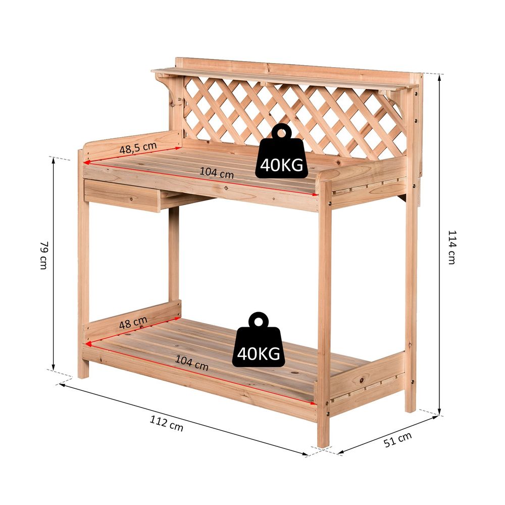 Fir Wood Outdoor Potting Table: Spacious, Storage, Durable. Perfect for Garden, Greenhouse. Tools Included. - SGP Garden Ltd