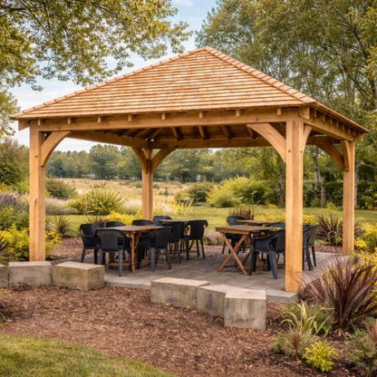 Freestanding Green Oak Framed Gazebo – 4m x 4m - SGP Garden Ltd