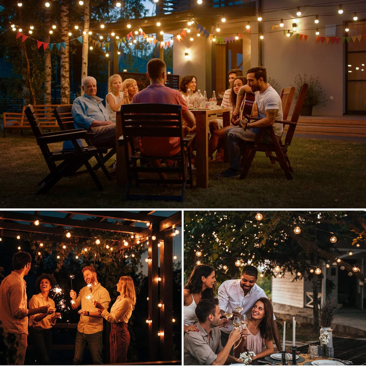 G40 LED Fairy Lights Outdoor 10m – 28 Warm White Bulbs + 2 Spare, Waterproof - SGP Garden Ltd