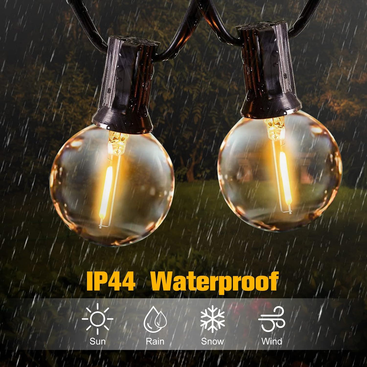 G40 LED Fairy Lights Outdoor 10m – 28 Warm White Bulbs + 2 Spare, Waterproof - SGP Garden Ltd