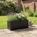 Galvanised Steel Black Trough Metal Planter - 80cm x 30cm x 40cm - SGP Garden Ltd