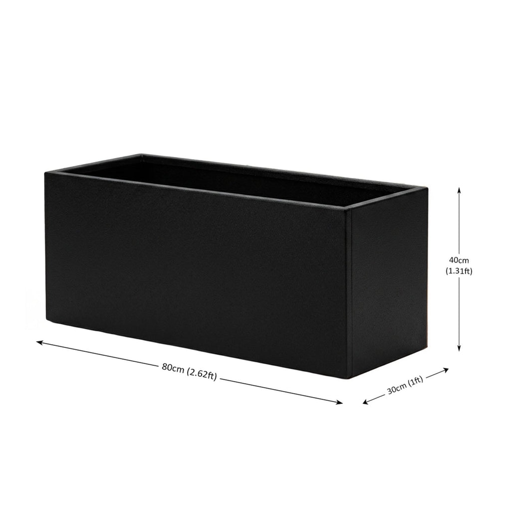 Galvanised Steel Black Trough Metal Planter - 80cm x 30cm x 40cm - SGP Garden Ltd