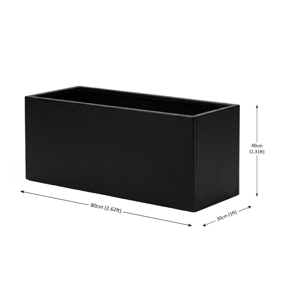 Galvanised Steel Black Trough Metal Planter - 80cm x 30cm x 40cm - SGP Garden Ltd
