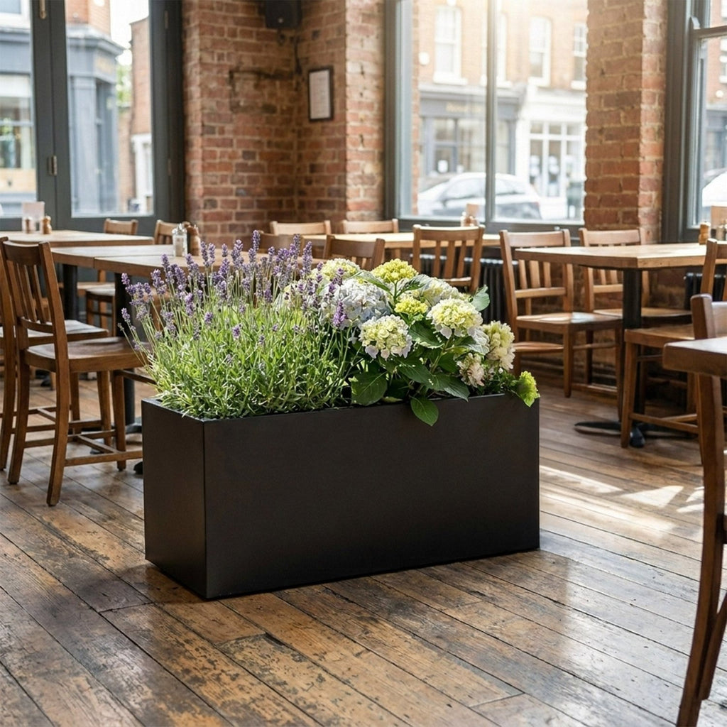 Galvanised Steel Black Trough Metal Planter - 80cm x 30cm x 40cm - SGP Garden Ltd