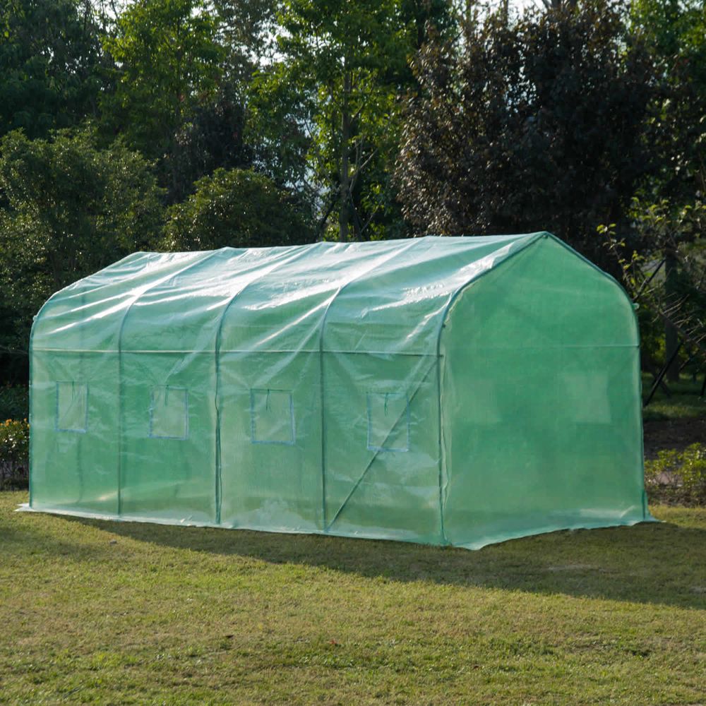 Garden Polytunnel Walk-in Greenhouse Round Gable Top Window Heat Shed - SGP Garden Ltd