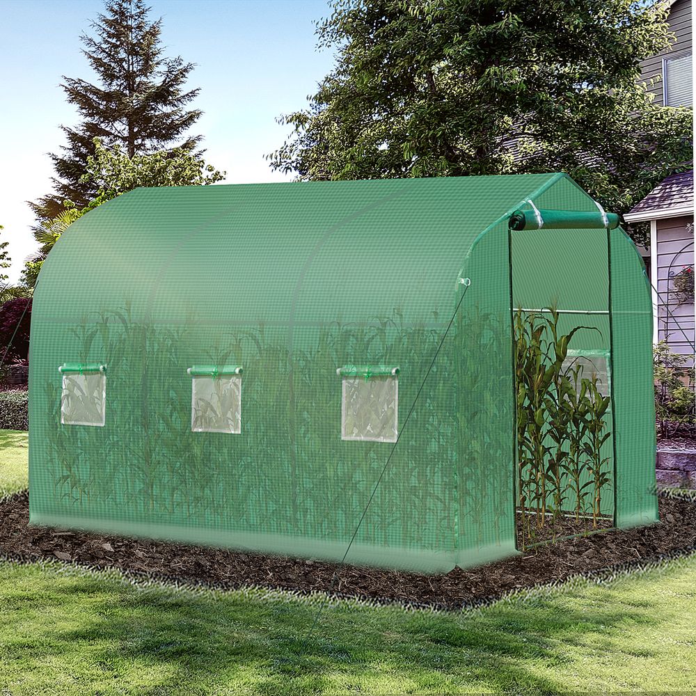 Garden Polytunnel Walk-in Greenhouse Round Gable Top Window Heat Shed - SGP Garden Ltd