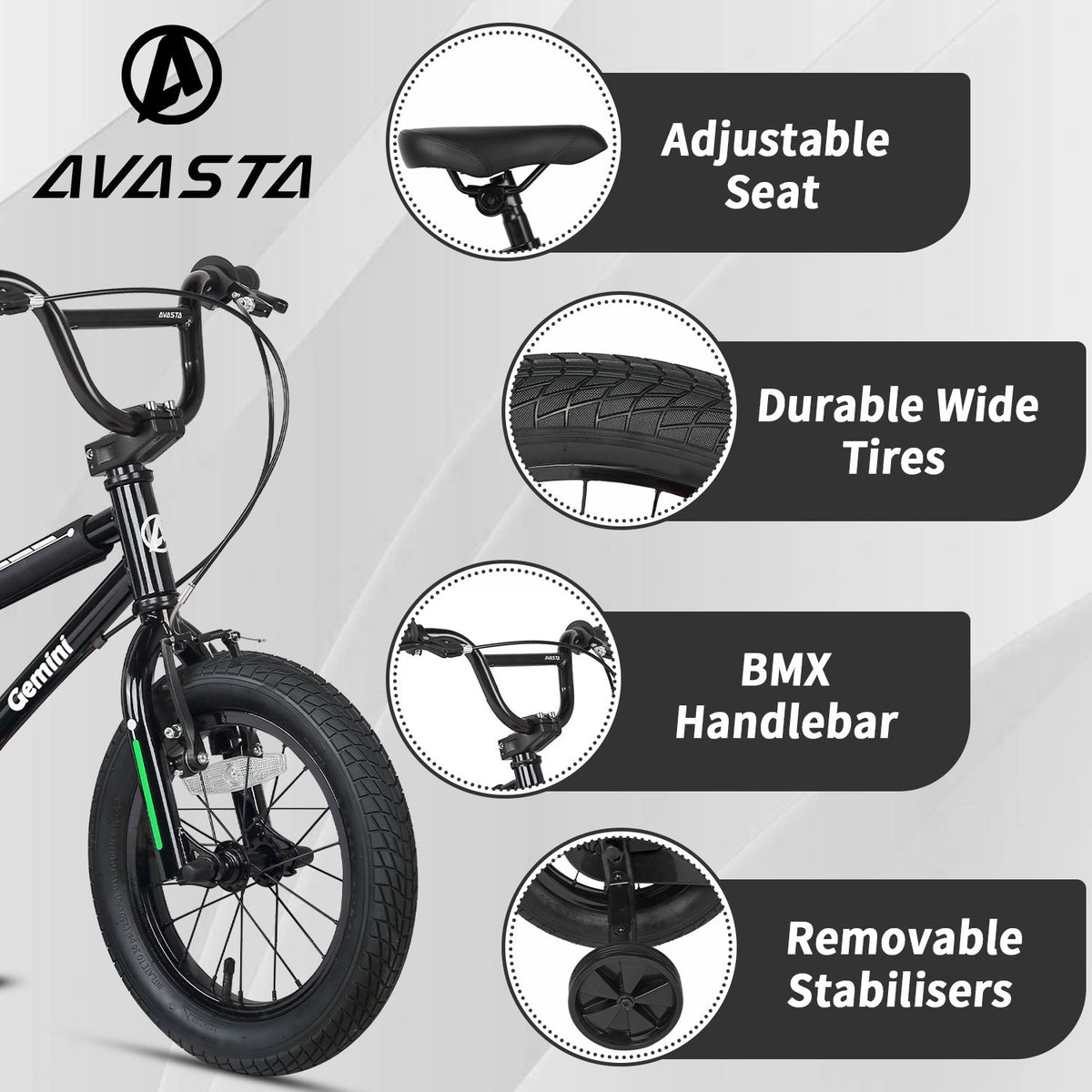 Glerc 14" BMX Style Kids Bike for 3 - 5 Years Old Kids - Gemini - SGP Garden Ltd