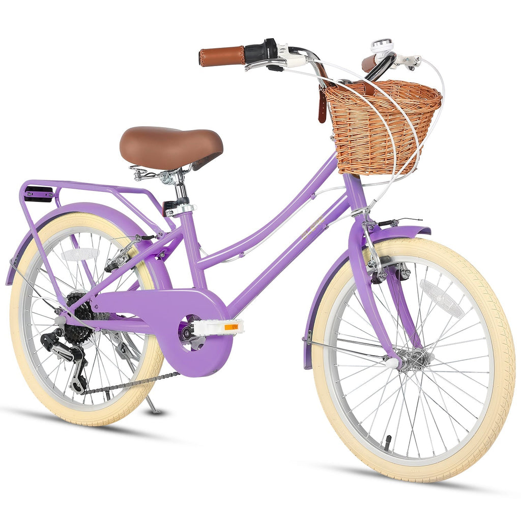 Glerc 20 Inch Beach Cruiser Hybrid Kids Bike with Rear Rack - Missy - SGP Garden Ltd