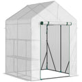 Greenhouse for Outdoor, Gardening 2 Tier Shelf, PE Cover, 143x143x195cm, Green - SGP Garden Ltd