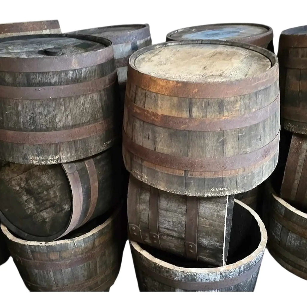 Half Whisky Barrel Planter Oak Wooden Tree Pot Olive Fruit Garden Rustic Style - SGP Garden Ltd