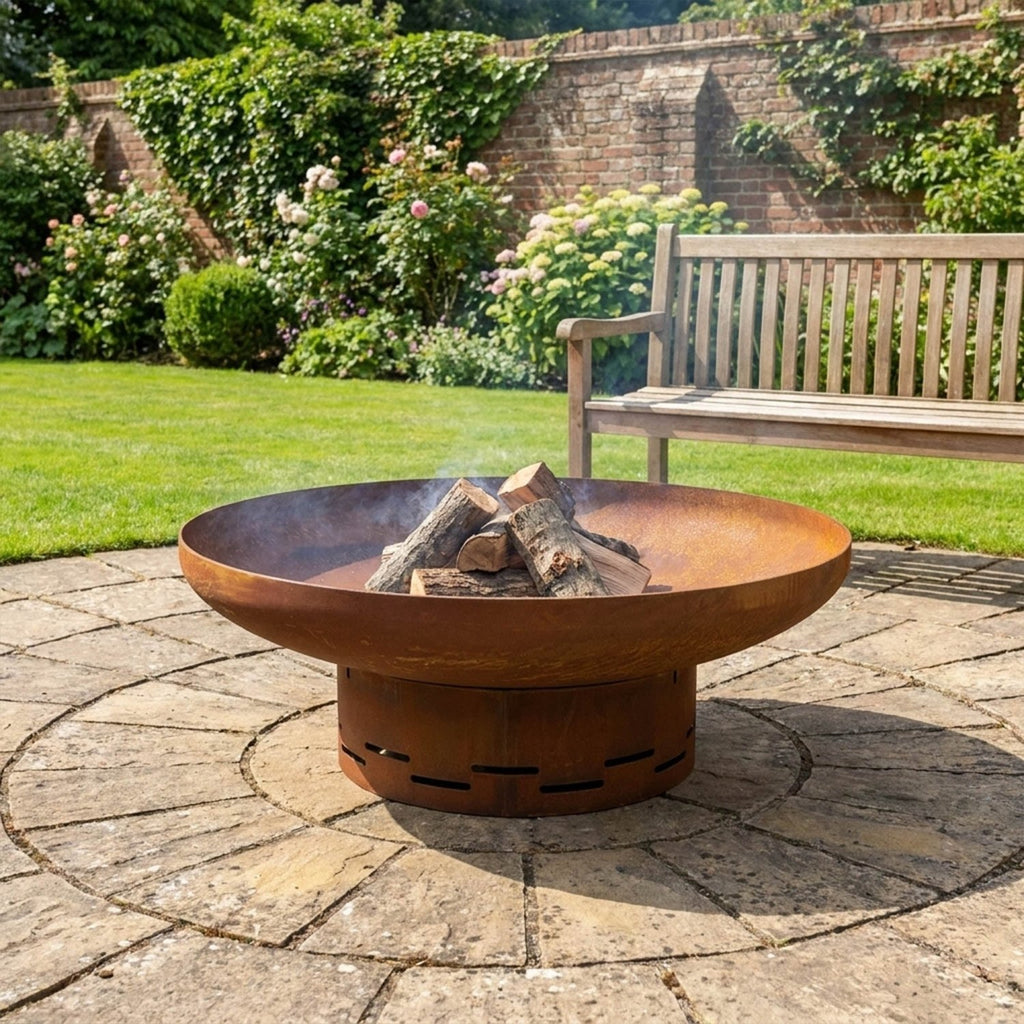 Heavy-Duty Pre-Rusted Metal Corten Steel Round Firepit - SGP Garden Ltd