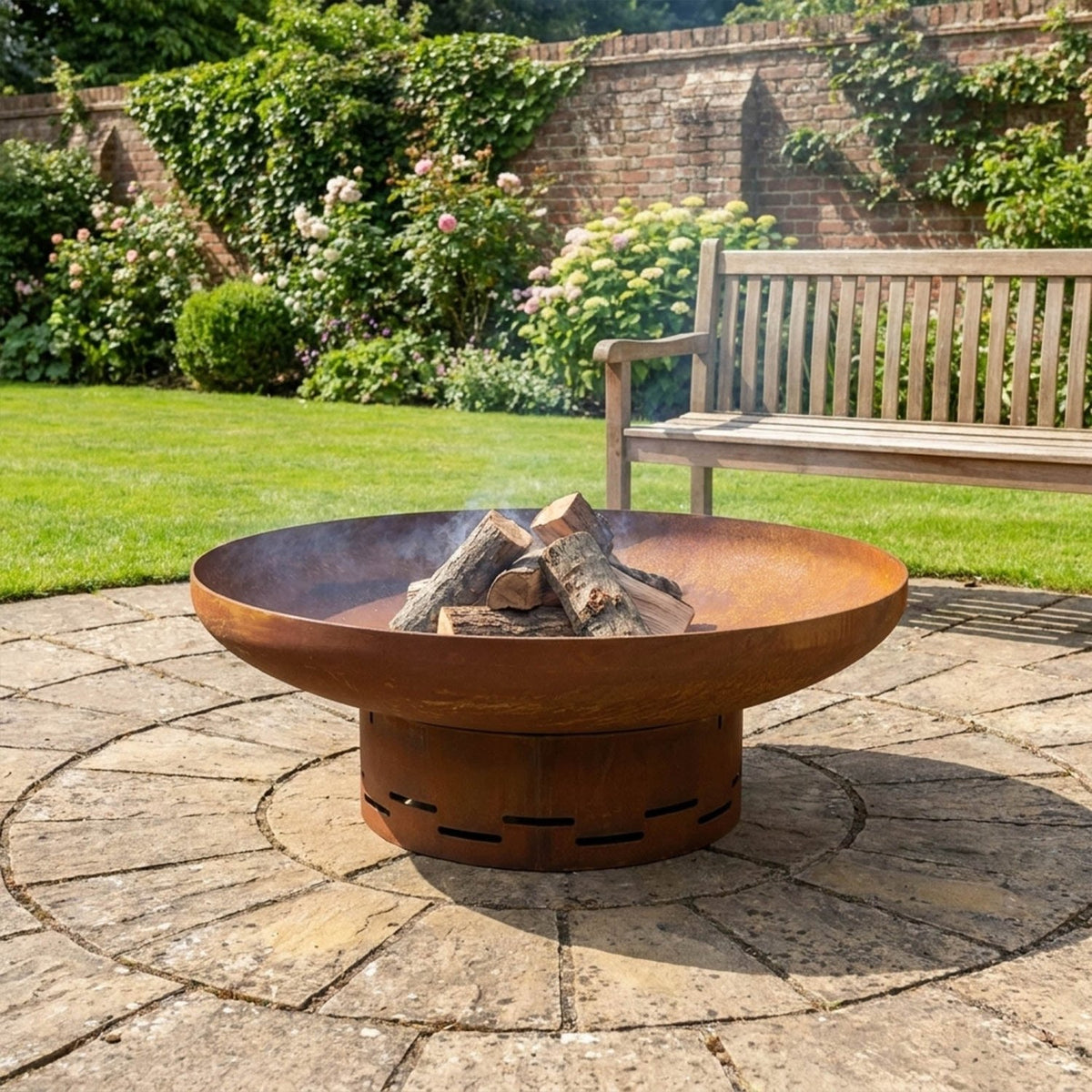 Heavy-Duty Pre-Rusted Metal Corten Steel Round Firepit - SGP Garden Ltd
