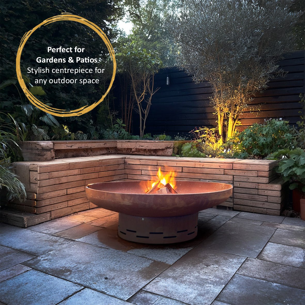 Heavy-Duty Pre-Rusted Metal Corten Steel Round Firepit - SGP Garden Ltd