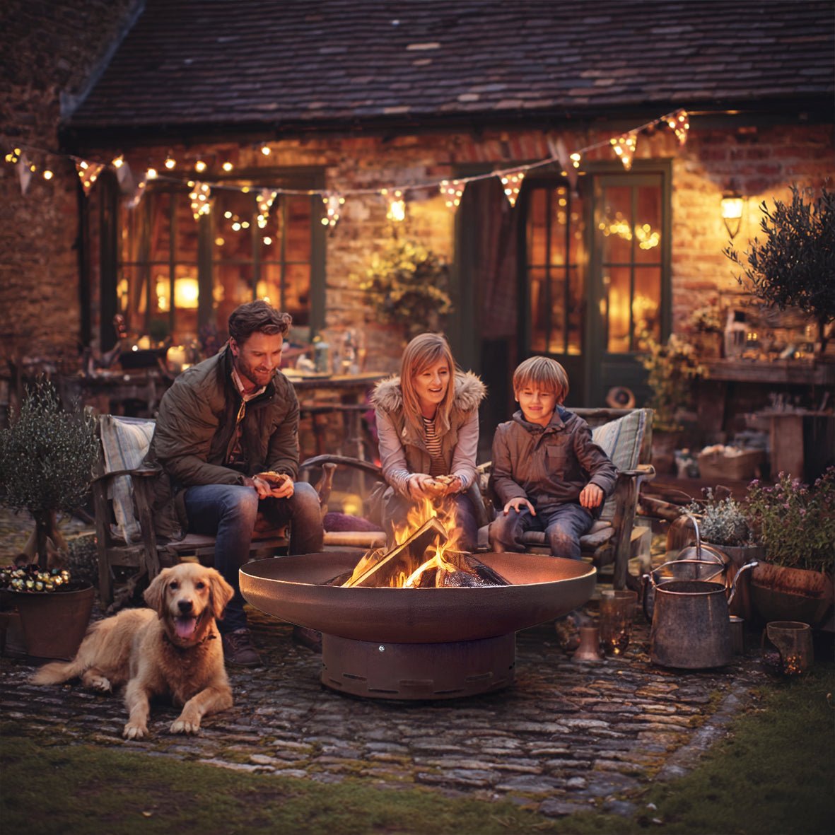 Heavy-Duty Pre-Rusted Metal Corten Steel Round Firepit - SGP Garden Ltd