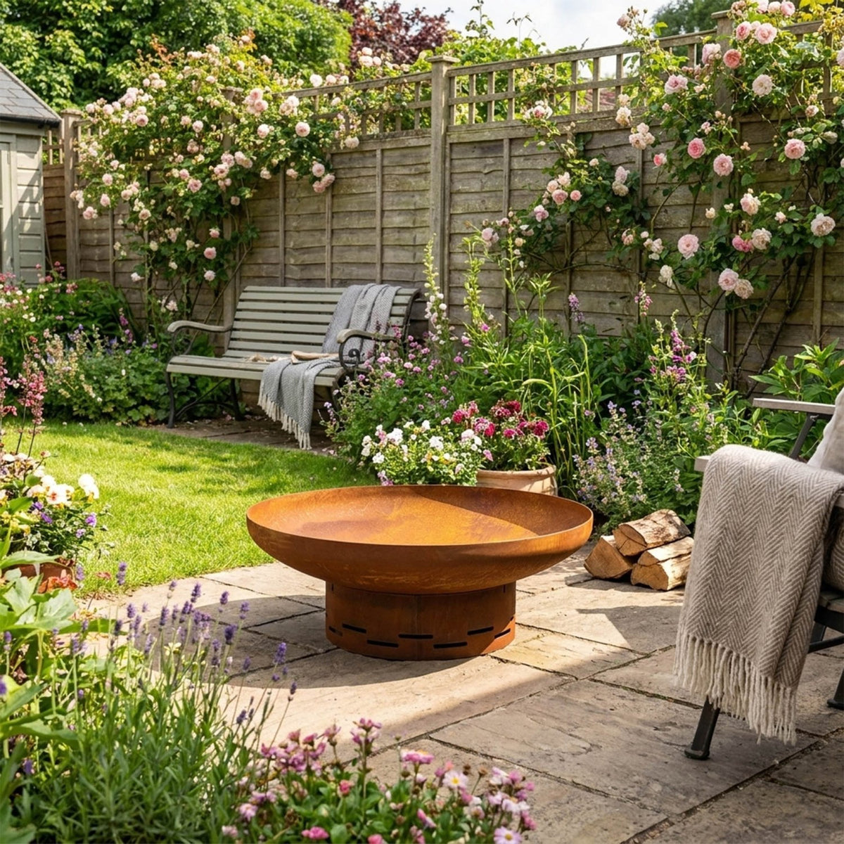 Heavy-Duty Pre-Rusted Metal Corten Steel Round Firepit - SGP Garden Ltd