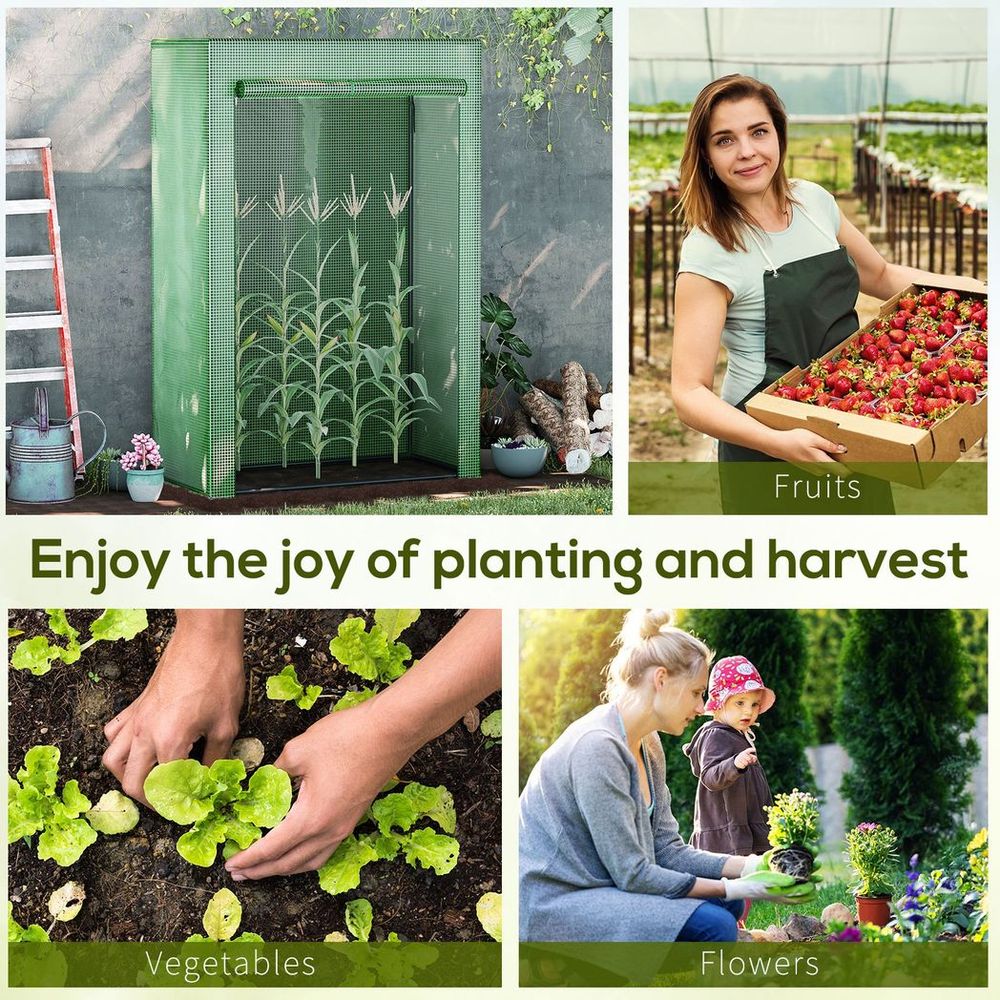 High-Quality 100x50x150cm Greenhouse PE Cover, Zipper Door, Outdoor, Green - SGP Garden Ltd