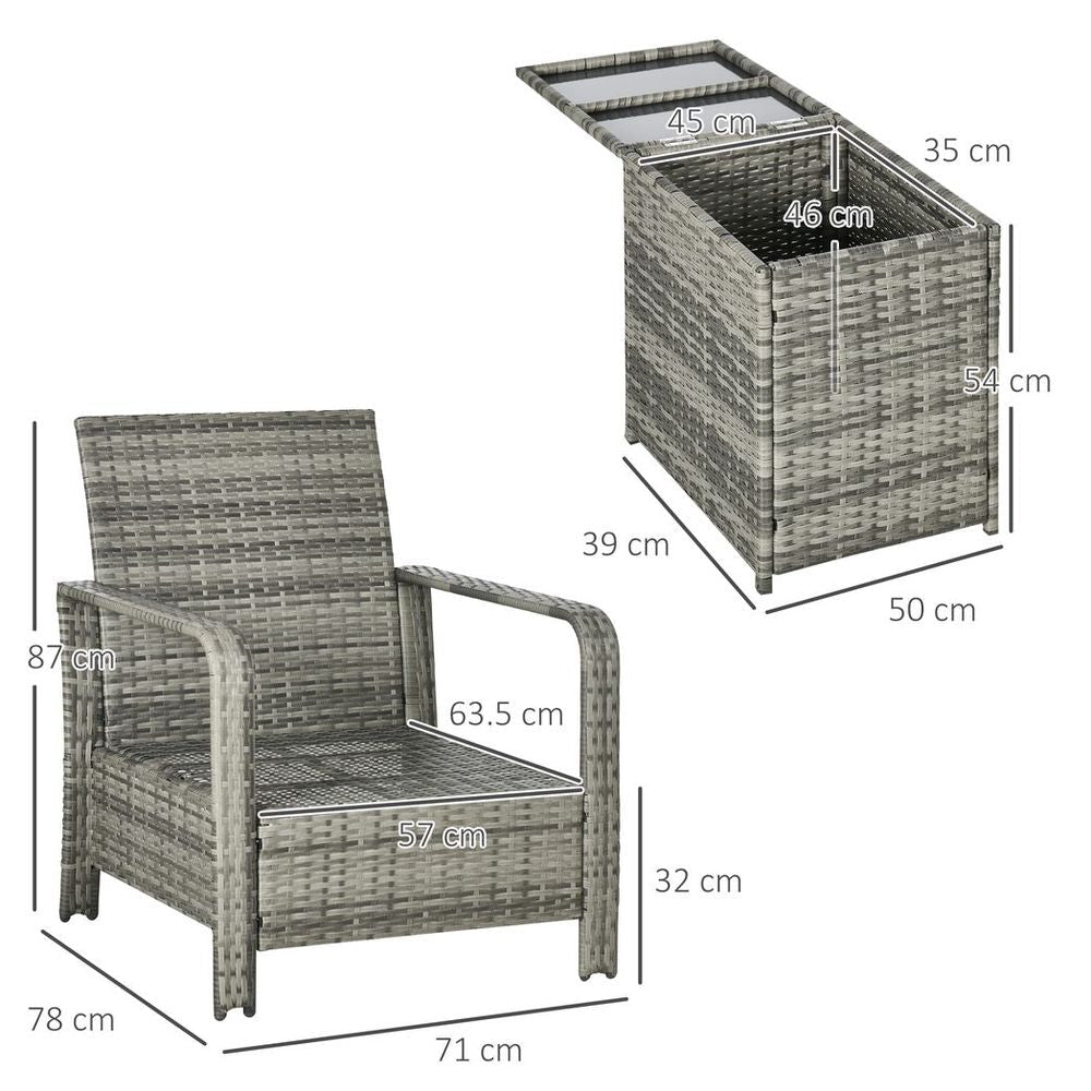 High-Quality 3-Piece PE Rattan Garden Sofa Set - Grey - SGP Garden Ltd