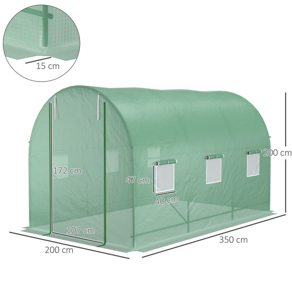 High-quality 3.5x3x2m Polytunnel Greenhouse Tent w/ PE Cover - Perfect for Home Gardening! - SGP Garden Ltd