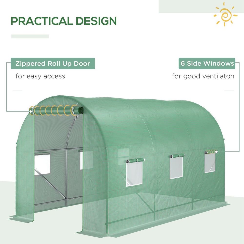 High-quality 3.5x3x2m Polytunnel Greenhouse Tent w/ PE Cover - Perfect for Home Gardening! - SGP Garden Ltd