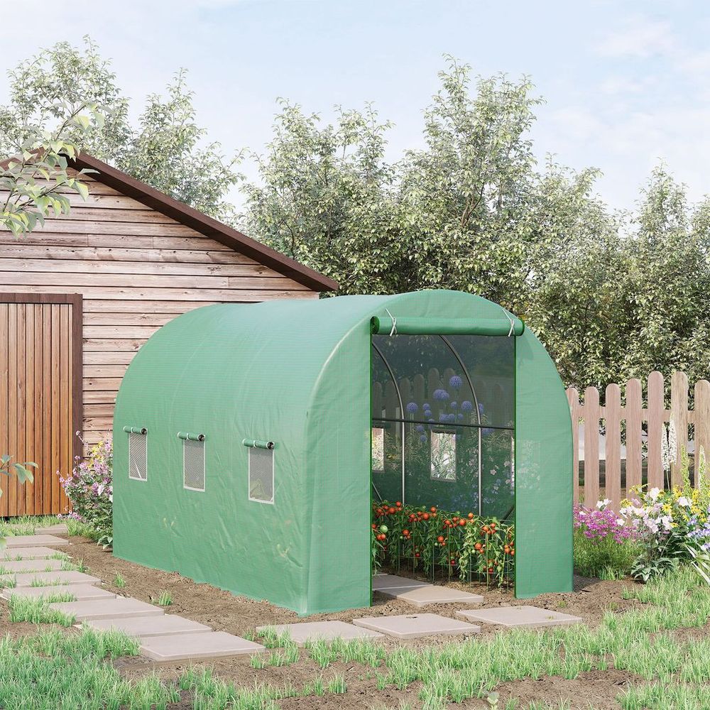 High-quality 3.5x3x2m Polytunnel Greenhouse Tent w/ PE Cover - Perfect for Home Gardening! - SGP Garden Ltd