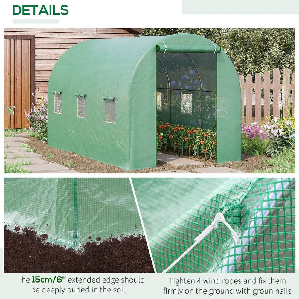 High-quality 3.5x3x2m Polytunnel Greenhouse Tent w/ PE Cover - Perfect for Home Gardening! - SGP Garden Ltd