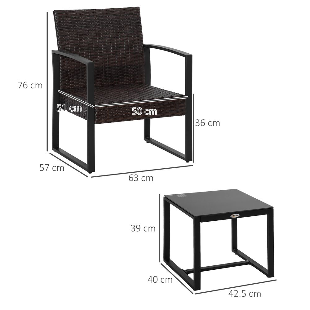 High-quality 3Pc Rattan Bistro Set - Patio Sofa Coffee Table & Chairs - Weather-resistant - SGP Garden Ltd