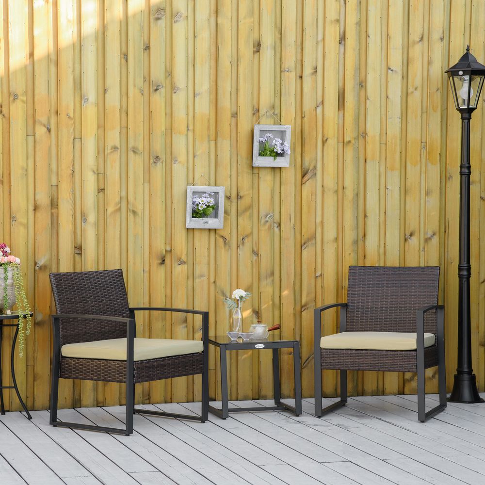 High-quality 3Pc Rattan Bistro Set - Patio Sofa Coffee Table & Chairs - Weather-resistant - SGP Garden Ltd