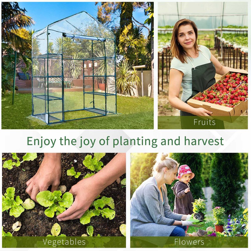 High-Quality 4-Tier Portable Greenhouse: Sturdy Metal Frame, 8 Shelves for Easy Plant Placement, Ideal for All Your Growing Needs - SGP Garden Ltd